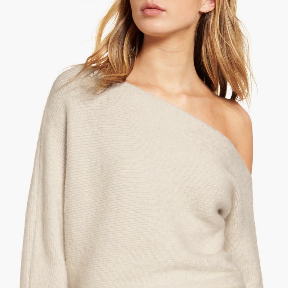 Women's Off-Shoulder Cream Sweater